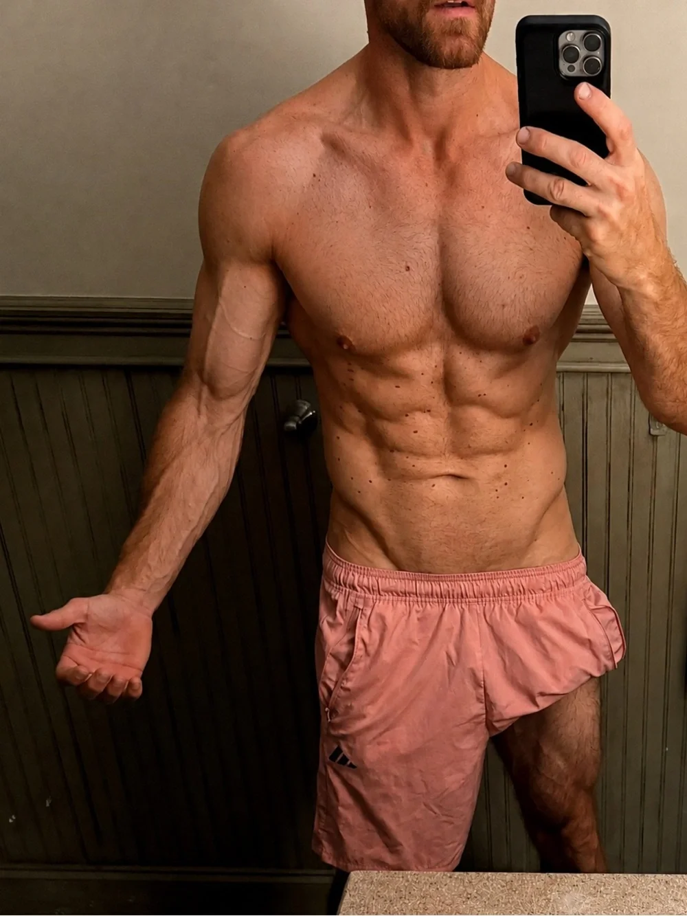 Used pink adidas Men's Rose Athletic Shorts